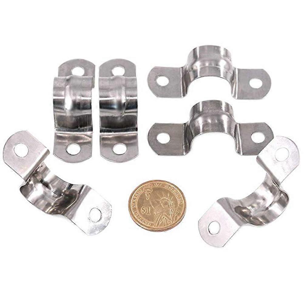 U Bracket Pipe Clips 30Pcs 304 Stainless Steel Clamp for Industrial Use Silver U Shape Fixed Pipe Support