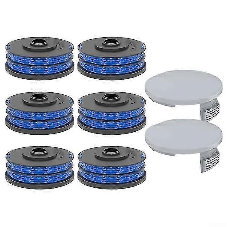 2 RAC122 Spool Cap + 6 RAC123 Spool Compatible For Ryobi RLT6030 / RLT5127 / RLT5027 / RLT4125 / RLT4027 Lawn Mower