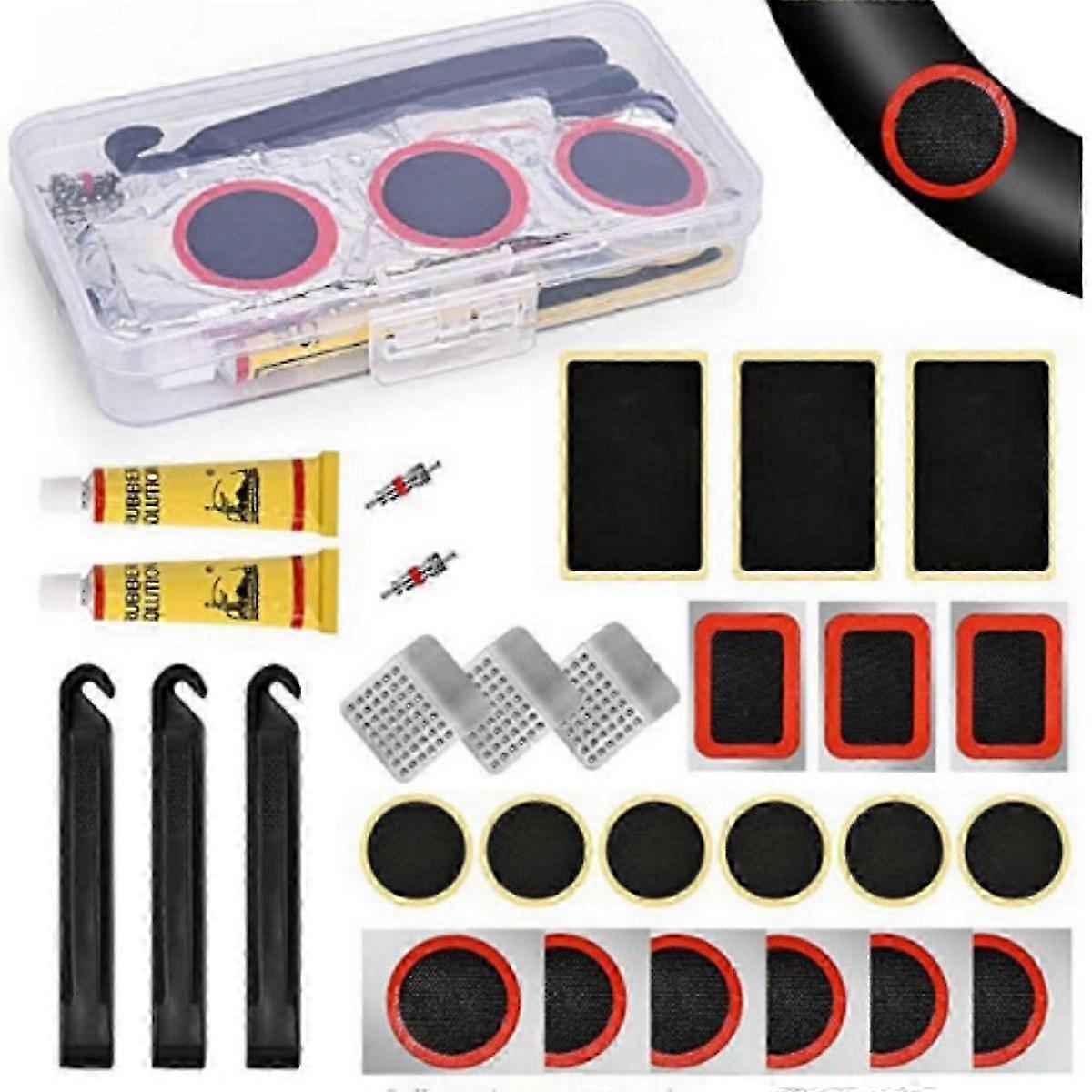 Bicycle Tire Repair Kit, Portable Tire Lever Patch Kit, Adhesive Rubber Tire Patches for Road and Mountain Bikes