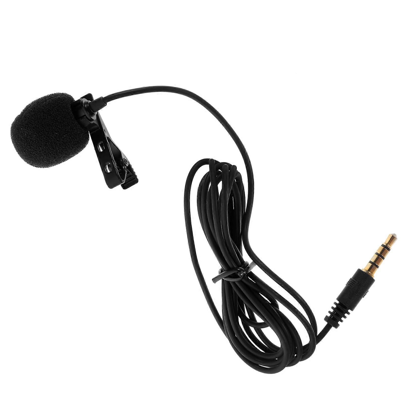 Lavalier Condenser Microphone Set for Podcasting - Black Plastic Clip-On Mic, Compatible with DSLR and Smartphones