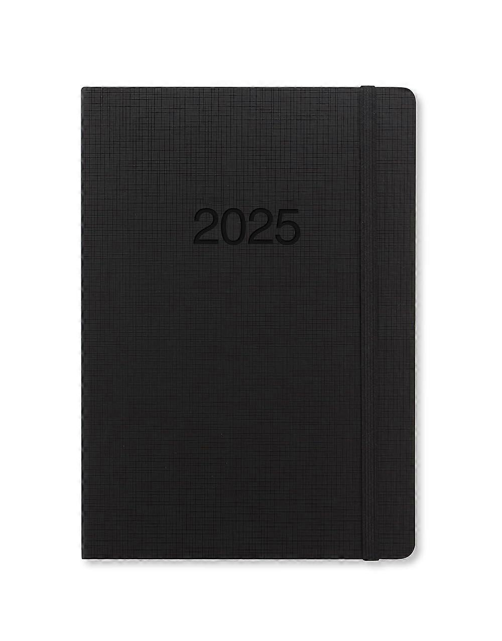 Memo A5 Week to View 2025 Diary Black Soft Cover Organizer with Week Layout for Planning and Scheduling