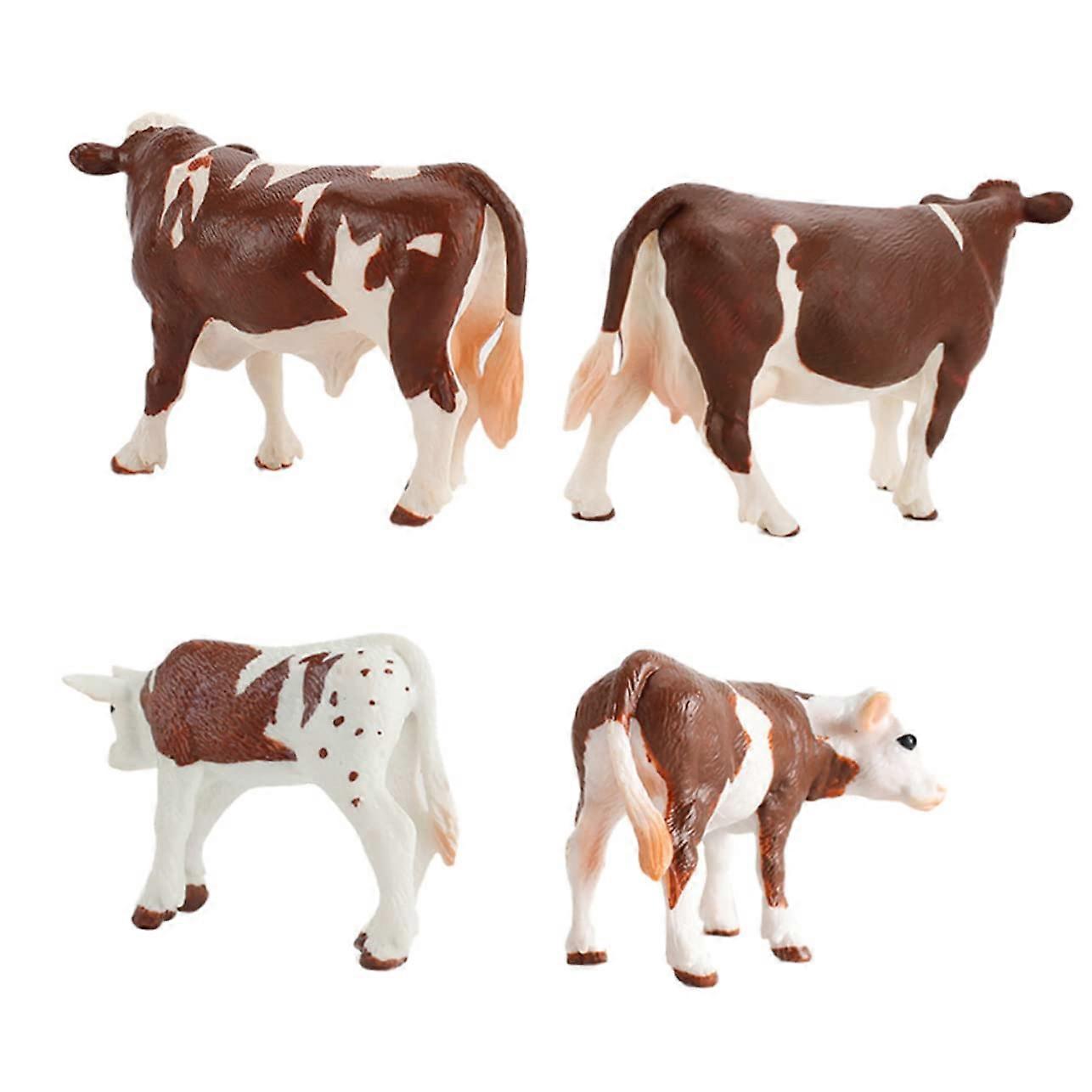 Simulated Cow Model Farm Animal Set - 4 Pieces Educational Learning Toy for Development and Imagination Quality Figures