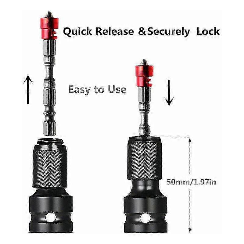 2-Pack Black Socket Adapters - 1/2" to 1/4" Impact Wrench Converter