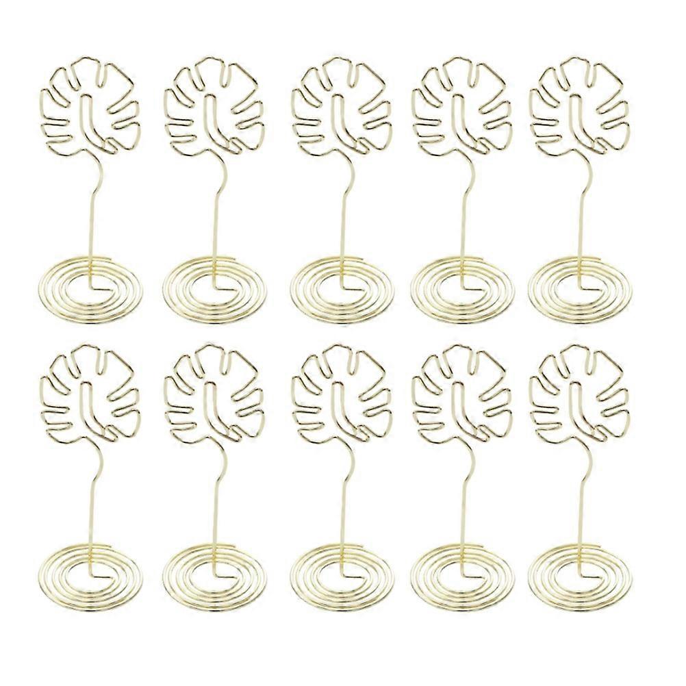 Metal Memo Holders Leaf Shape Study Space Students Iron Wire Plating Storing Memos 10Pcs