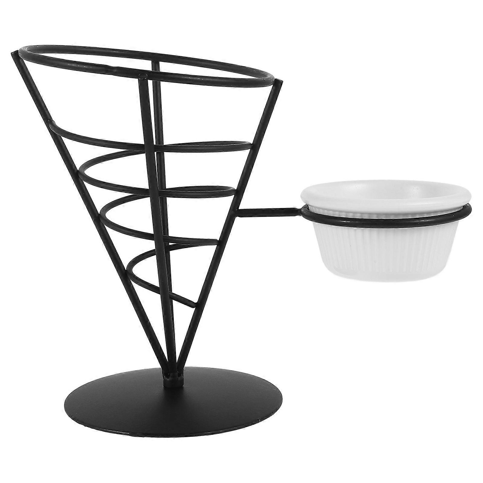 Cone Shaped French Fries Holder Iron Snack Display Stand For Catering Staff Practical Design 1Set