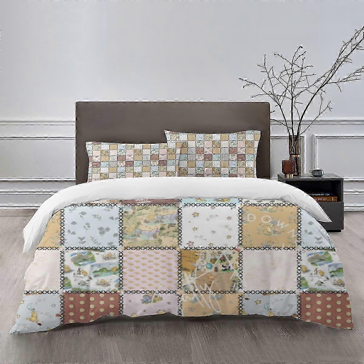 Conjunto de cama de desenho animado para crianças com capa de edredom e fronhas, lençóis leves de 3 peças para meninos e meninas