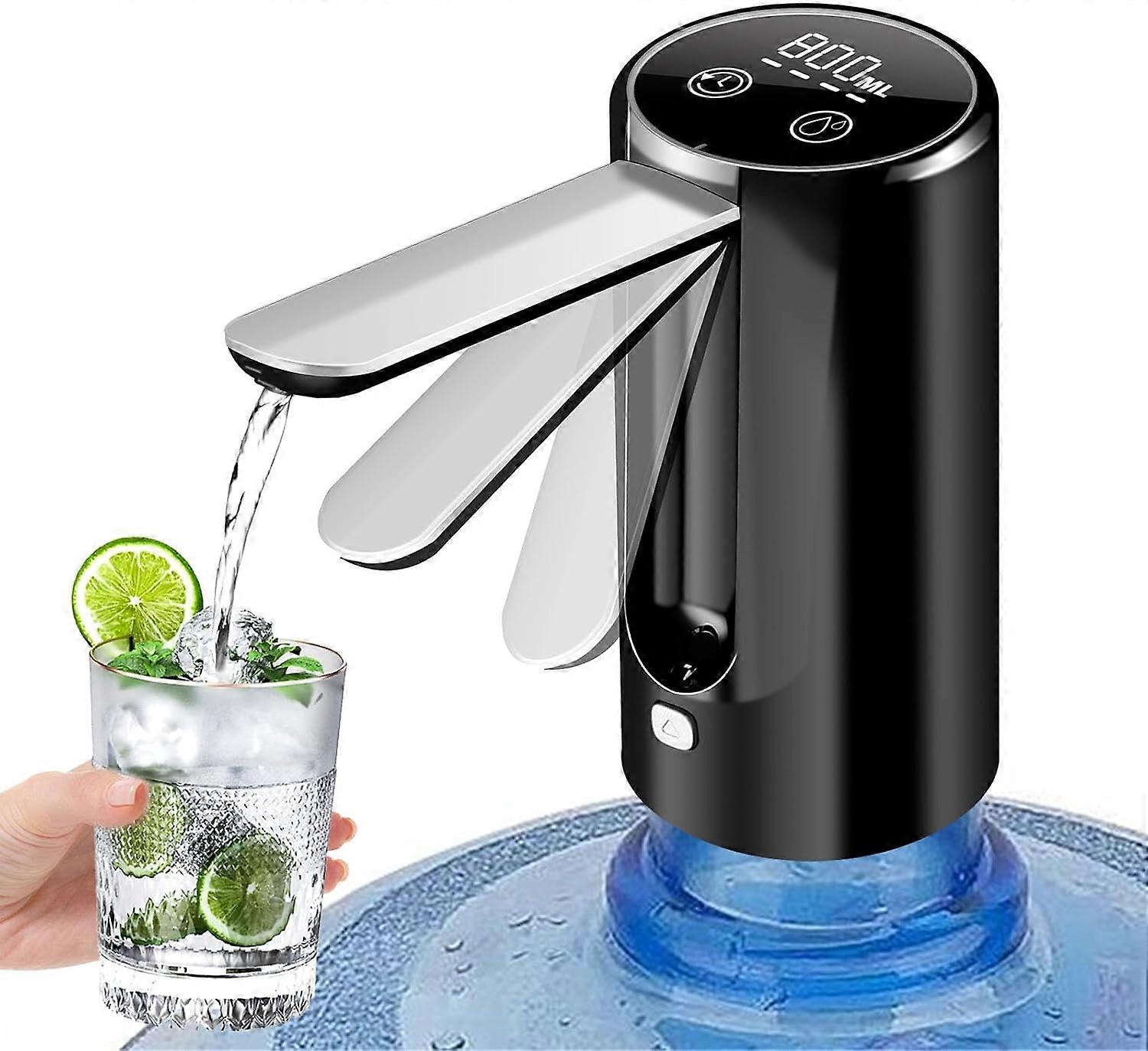 Foldable Universal Water Bottle Pump, Automatic Portable Electric Drinking Water Pump, -a)Foldable-black
