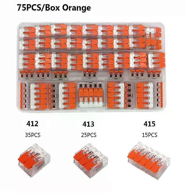 Stand 75Pcs Box Electrical Lever Wire Connectors 2 Pin 3 Pin 5 Pin Electric Cable Clamp Mini Quick Wire Terminal Push-in Connector
