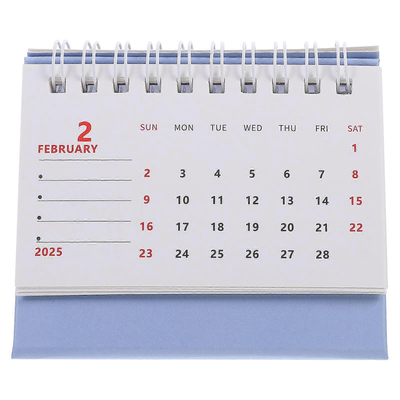 Mini Monthly Desk Calendar Thick Decorative Standing Desktop Calendar for Home Office Scheduling with Cartoon Design Light Blue