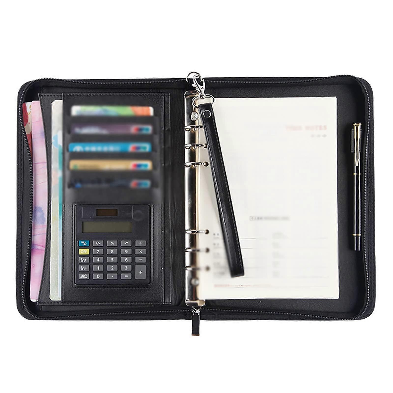 Business Portfolio Business Manager Zipper Bag Information Contract Folder for Men and Women 26x18cm Black