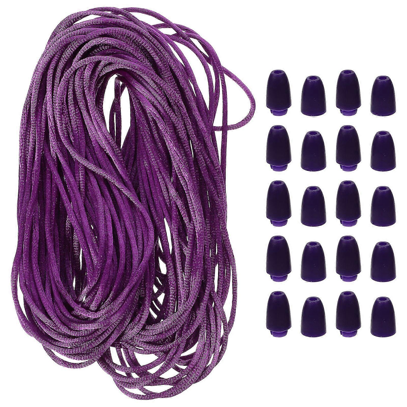 Rope For Jewellery Nylon Rope For Diy Projects Fixing Items Purple 2.5X0.9cm 10m Rope 30 Clasps