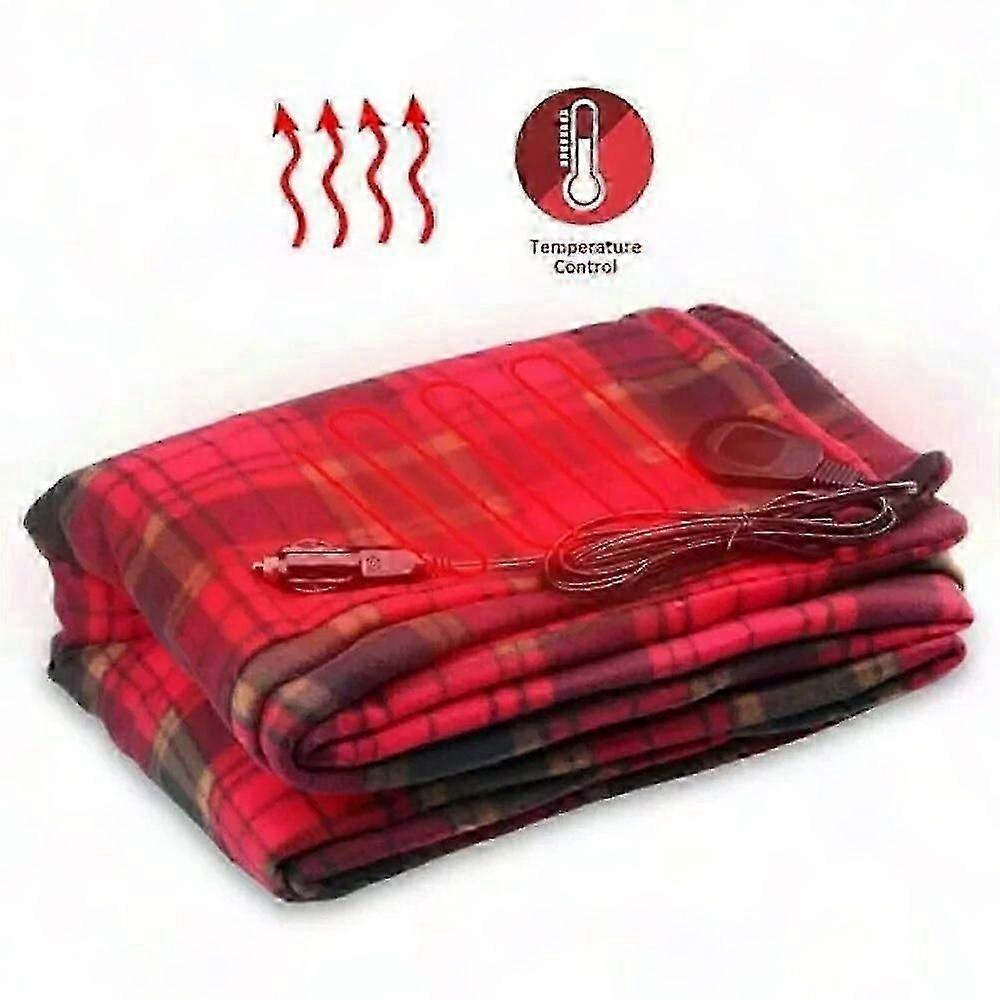 Fleece Heated Travel Blanket with 12V Vehicle Compatibility, Safety Timer, and Consistent Temperature Control for On-the-Go Comfort