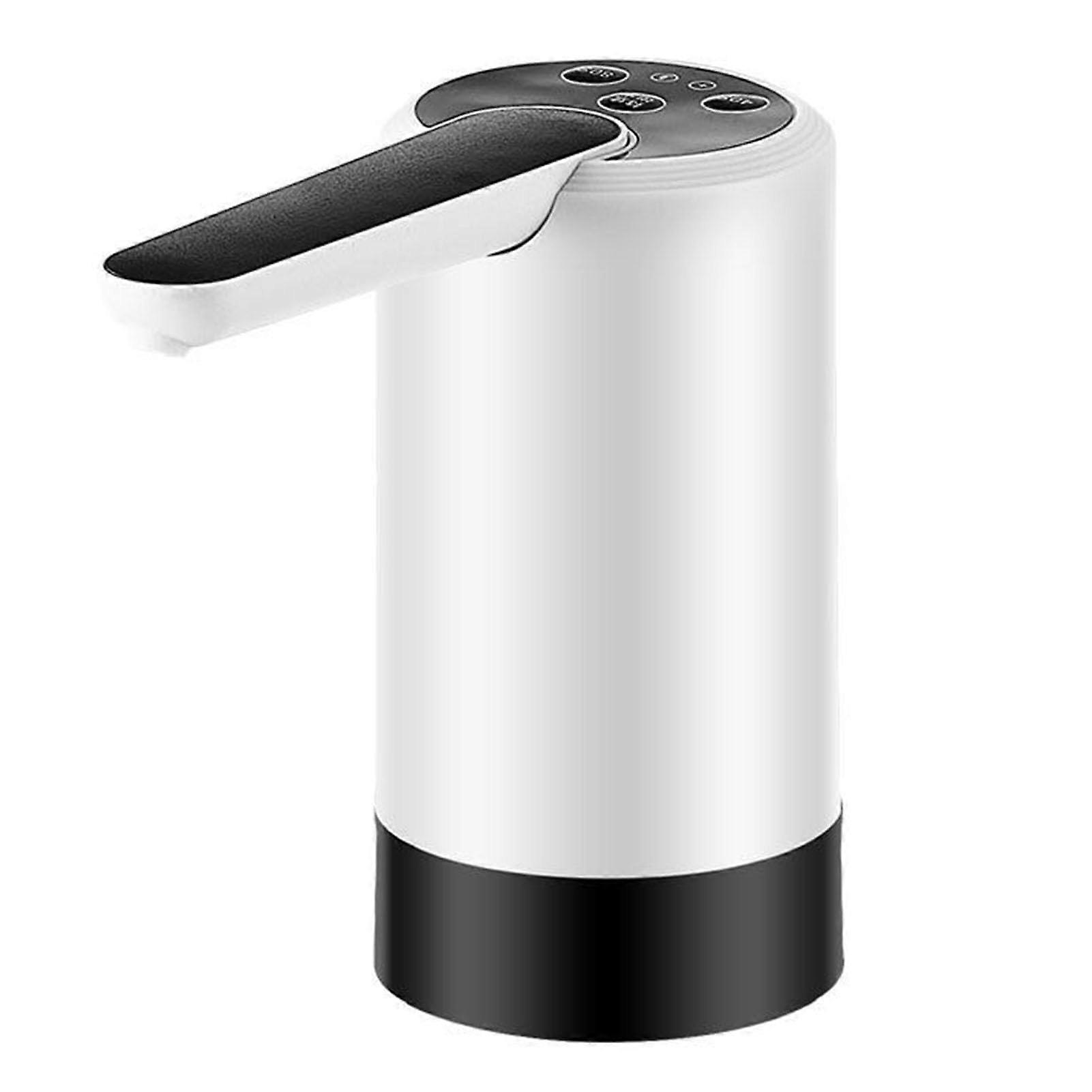 Foldable Electric Water Bottle Pump For Home Office Camping, White, 3-Button Control, Compact, Fits Bottles