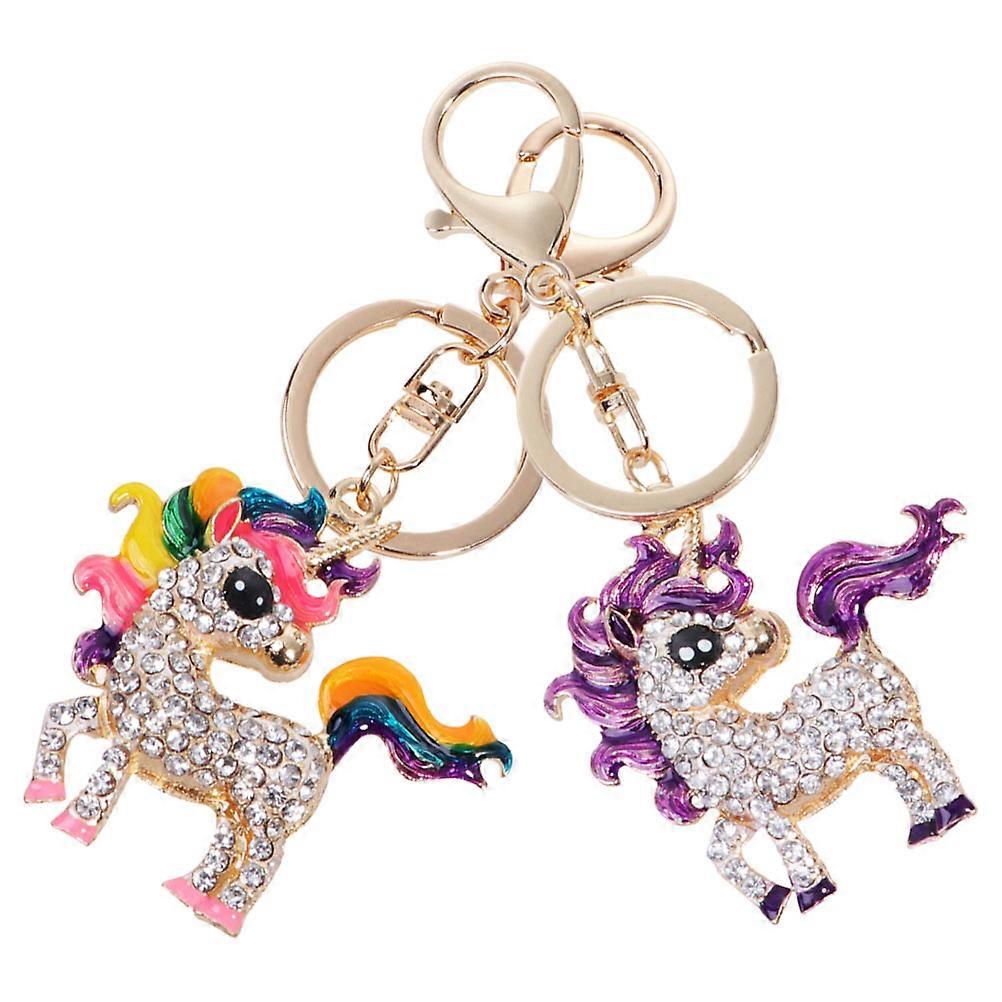 Colored Unicorn Keychain Pendant Attachment For Keys 2Pcs