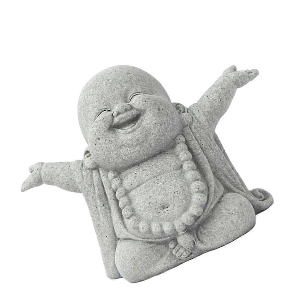Buddhist Monk Desk Ornament, Sandstone Sculpture Decoration, Fish Design for Home, School, Office, 10x5 Inches