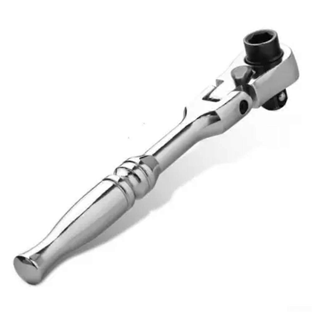 Flexible Ratchet Socket Wrench 1/4 Inch Drive, 72 Teeth, 115mm Length, Round Handle for Tight Spaces
