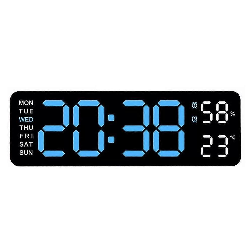1 Pcs Blue Light Digital Led Large Display Wall Desk Alarm Clock With Calendar Temperature Date For 