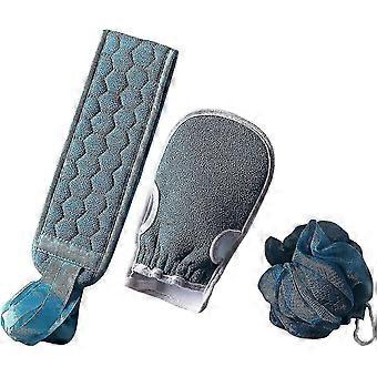 Rückenbürste Körperbürste, Rückenwäscher Peeling Badehandschuh Duschschwamm 3er-Set, Rückenwäscher Massagebürste 0619