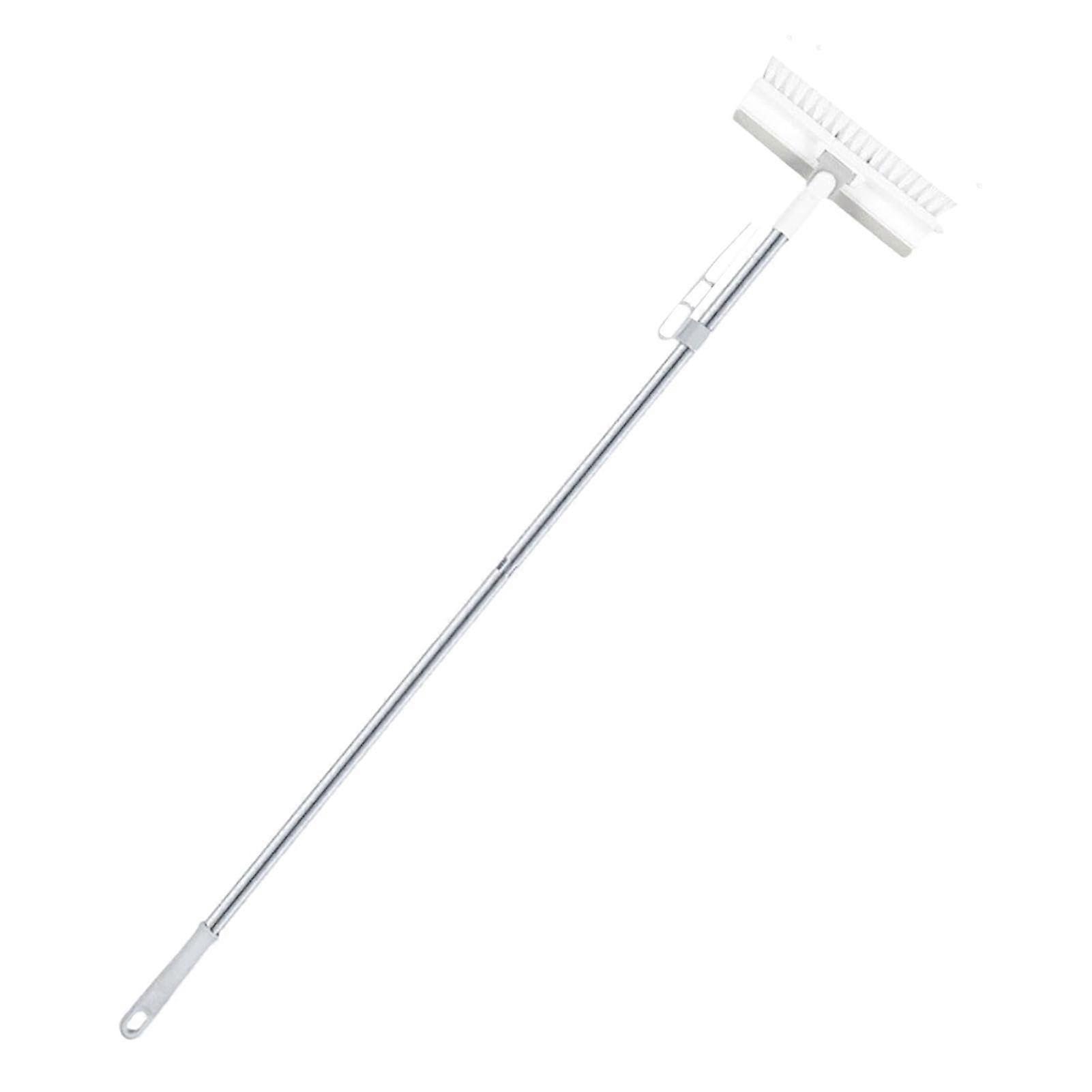 Floor and squeegee brush, floor brush with squeegee, multipurpose floor brush 180° rotatable joint brush with stiff bristles, white cleaning brush