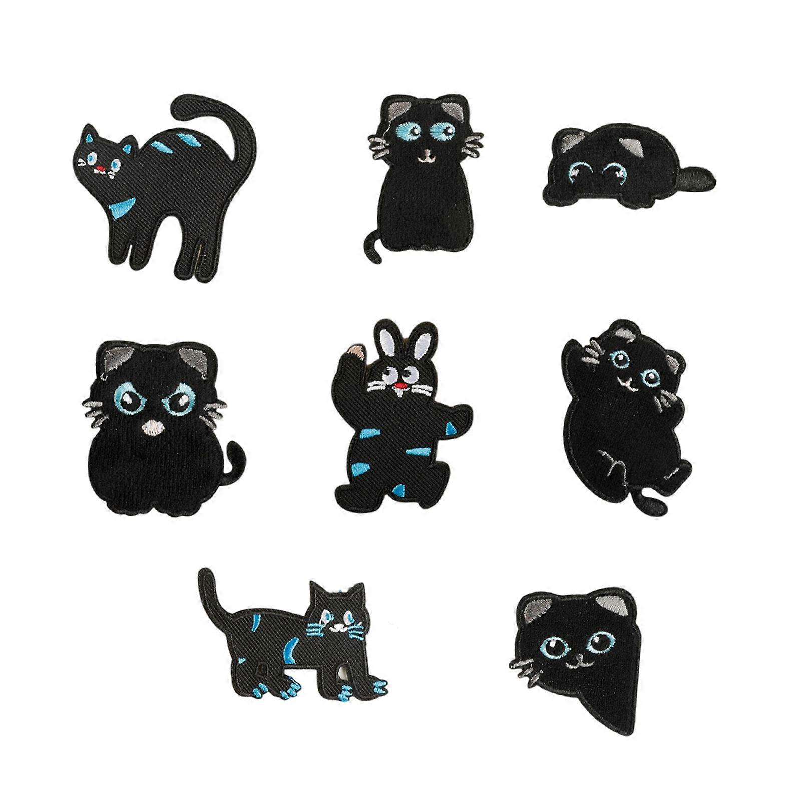 8 Pcs Kitten Sew On/Iron On Patches Cartoon Cats Embroidered Patches Sewing Patches Applique for Backpacks Decorations Multicolor