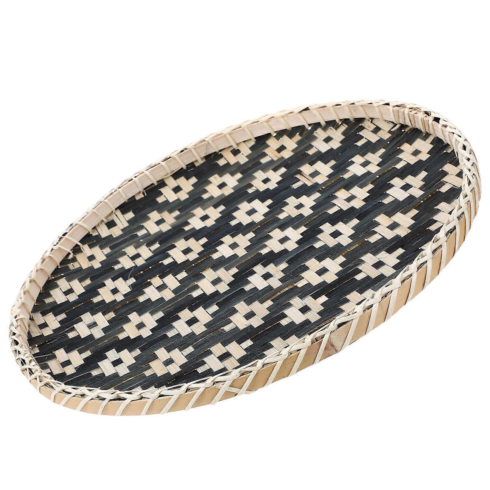 Bandeja de Bambu Tecido para Uso Doméstico com Artesanato Delicado e Multi Cor 7,5 polegadas