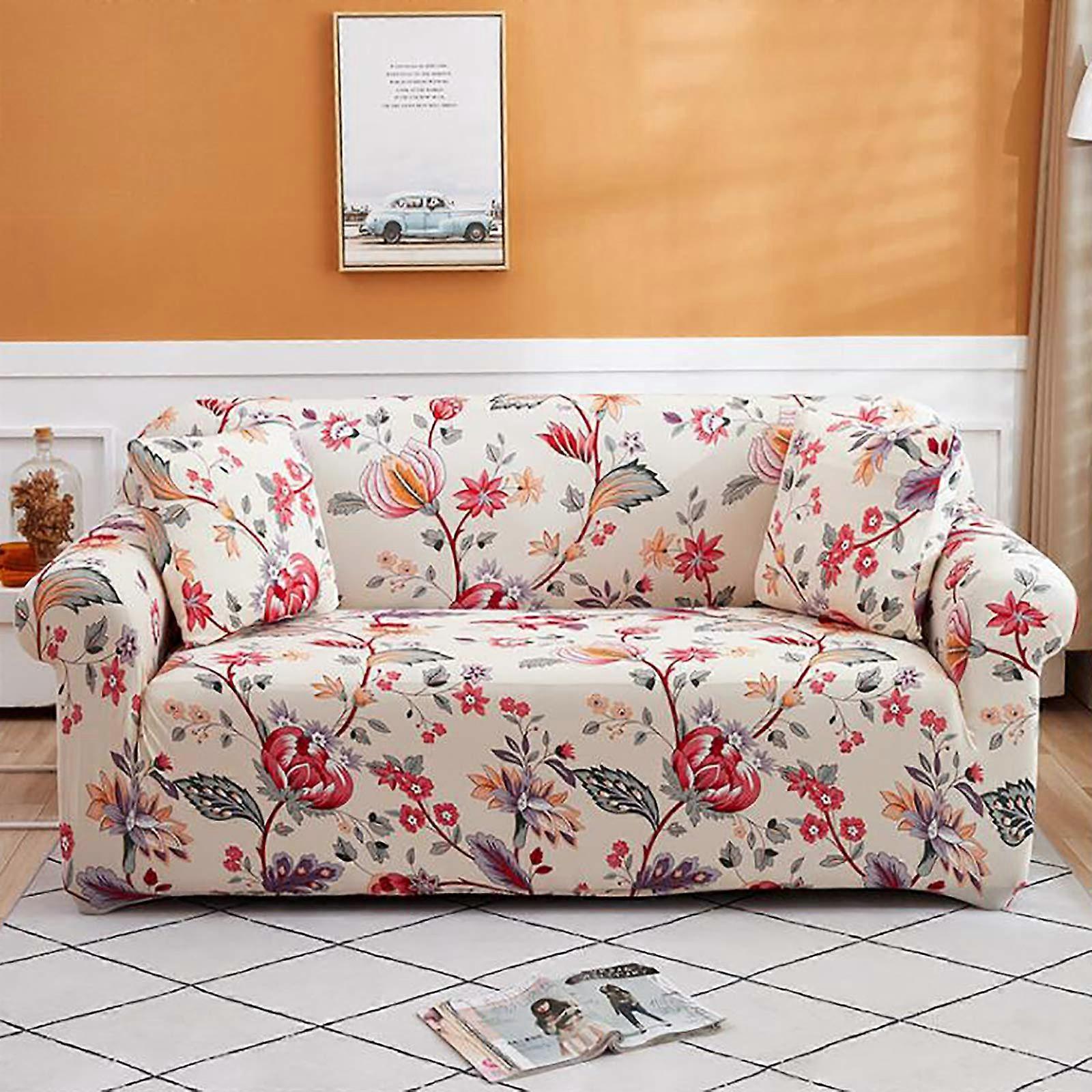 Printed Sofa Cover, Universal Elastic Stretch AntiSlip Couch Protector for 4 Seater 235300cm