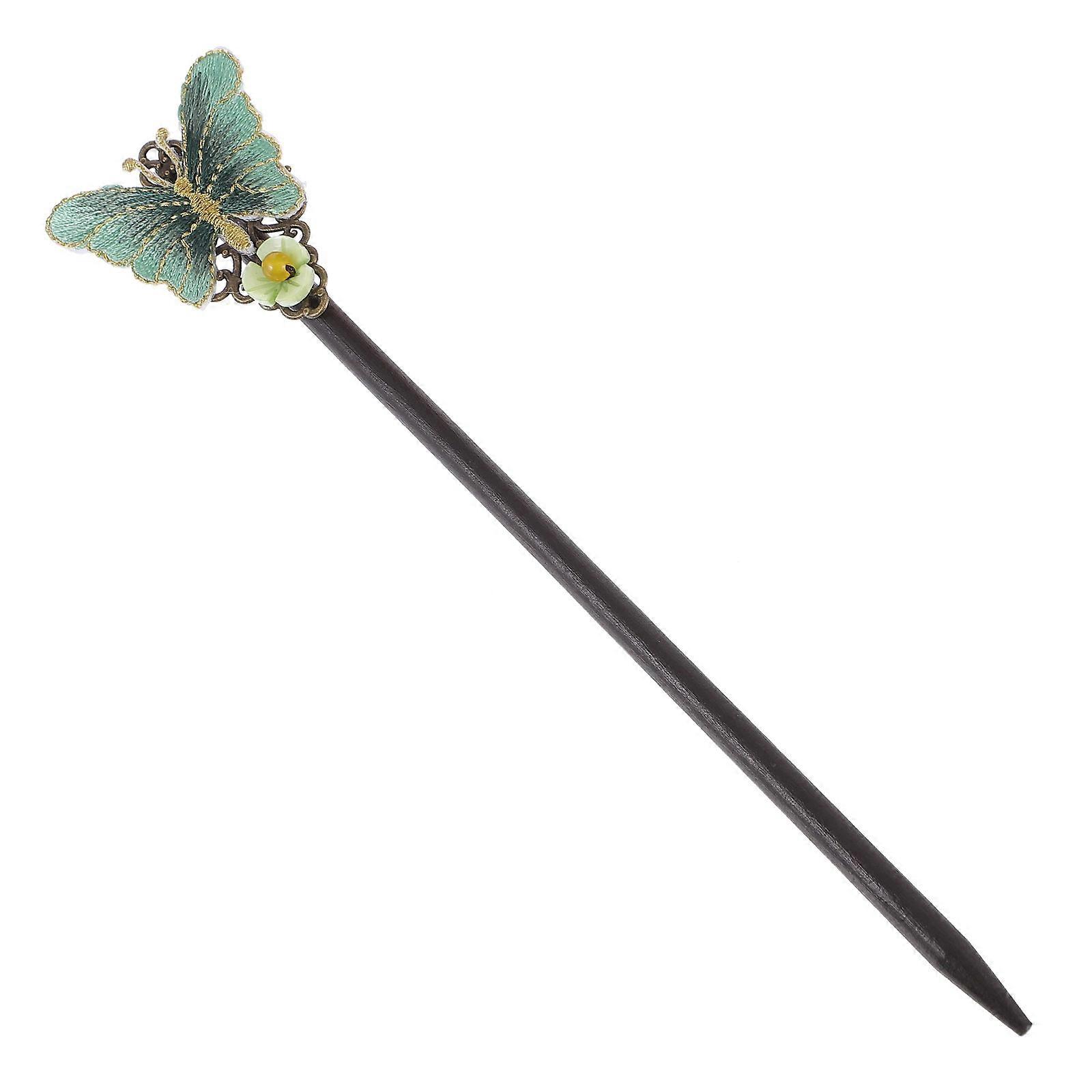 Classic Cloth Hairpin for Decoration Green with Oriental Charm Fits Various Occasions 1 Pc