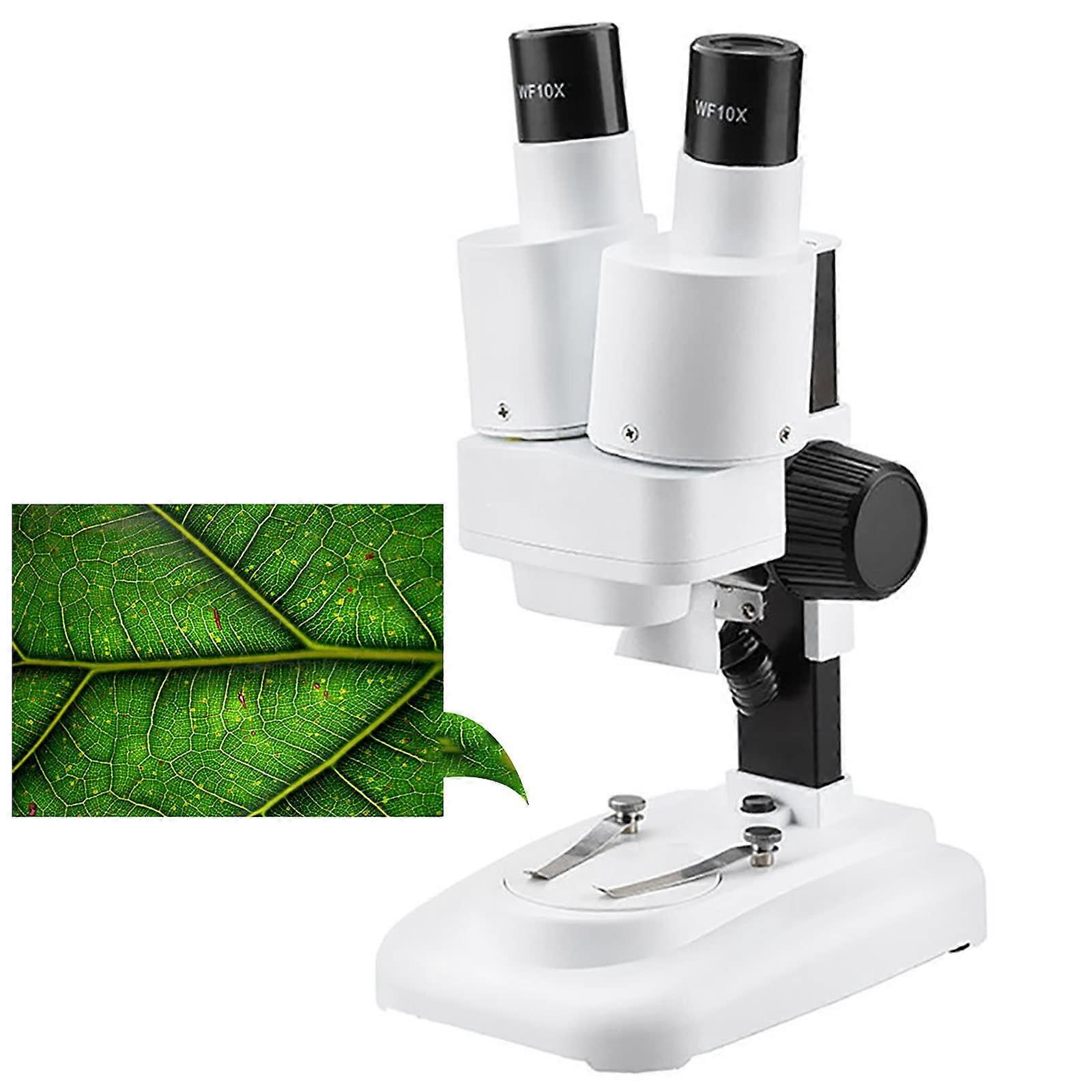 Binocular Microscope, 20X/40X Magnification, LED Illumination, Wide Field of View for PCB Soldering Tool/Phone /Kids Gift, White20X