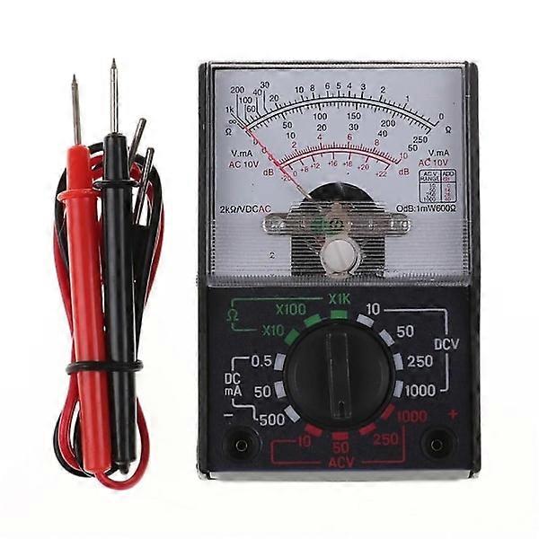 MF-110A AC/DC analog multimeter, 1000V voltmeter, ohmmeter, ammeter with test leads, compact digital voltage tester, battery included for E