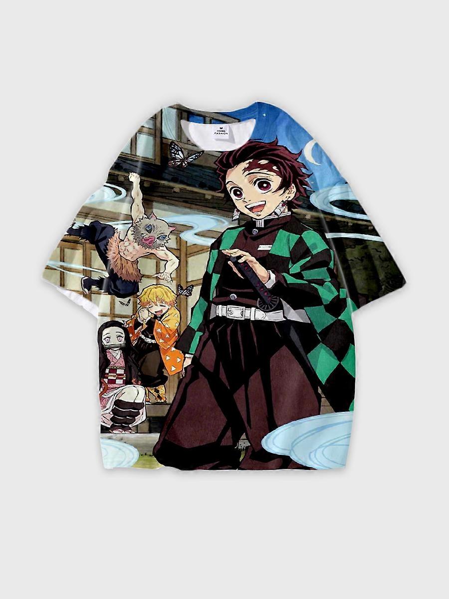 T-shirt round neck Character Pattern loose short sleeve P1340