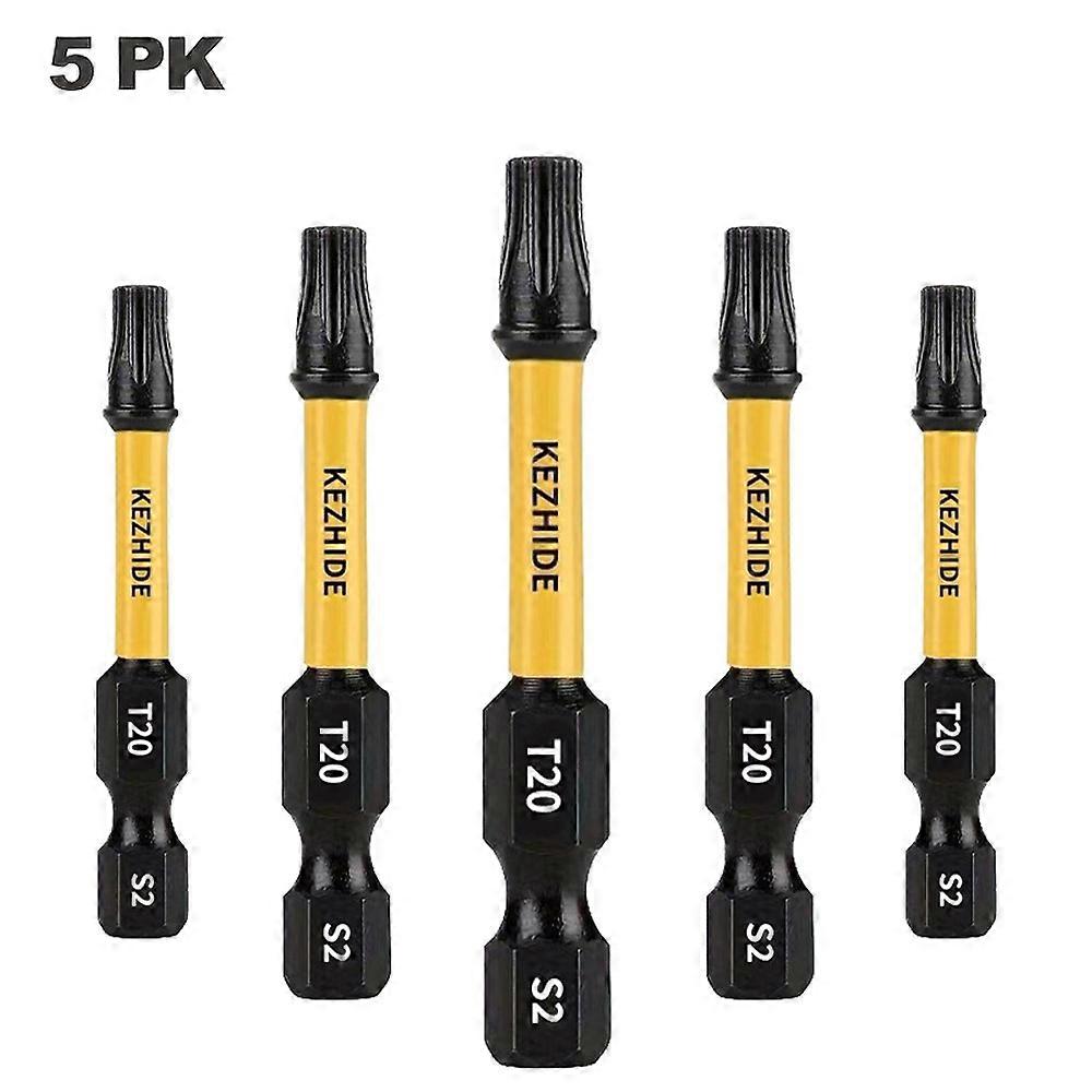 KEZHIDE 5Pcs 50mm T20 Torx Drill Bits S2 Alloy Steel Hex Shank Magnetic Impact Drill Bit
