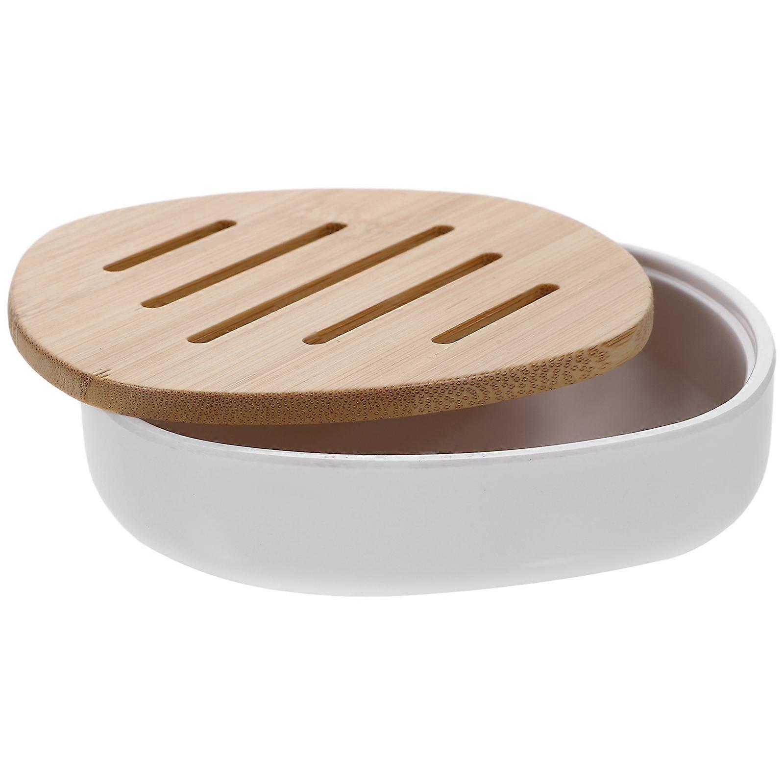 White Plastic Soap Holder with Hollow Design for Home Use Keeps Soap Dry and Drains Water Efficiently 7.5 x 4.5 x 1.5 inches