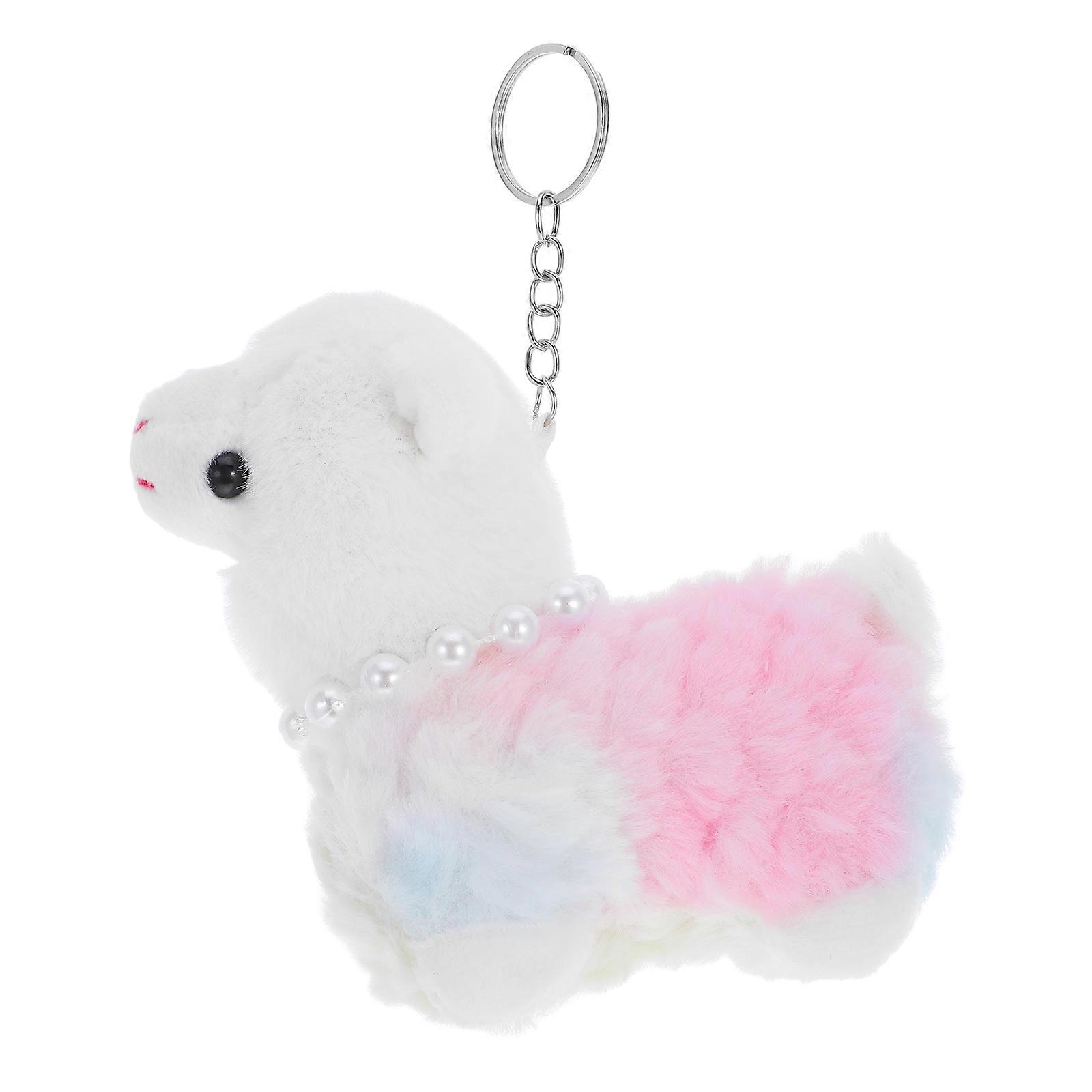 Stuffed Keyring Cute Alpaca Shape Bag Decoration For Students 3.9X3.9X2in 1Pcs