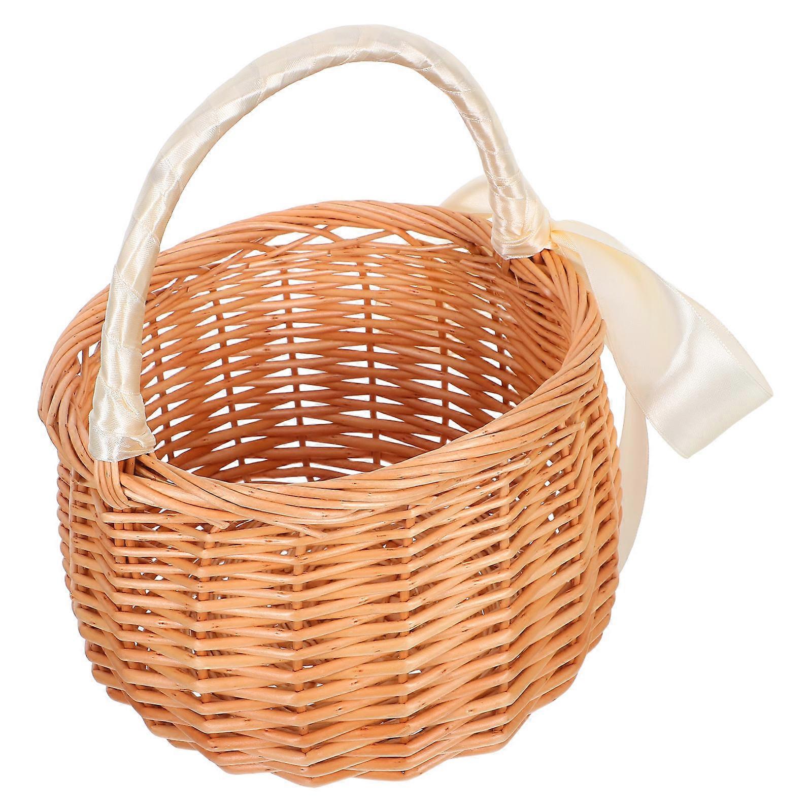 Handwoven Wicker Basket with Handle – Versatile Storage for Picnics, Weddings, Fruits, and Vegetables Organization