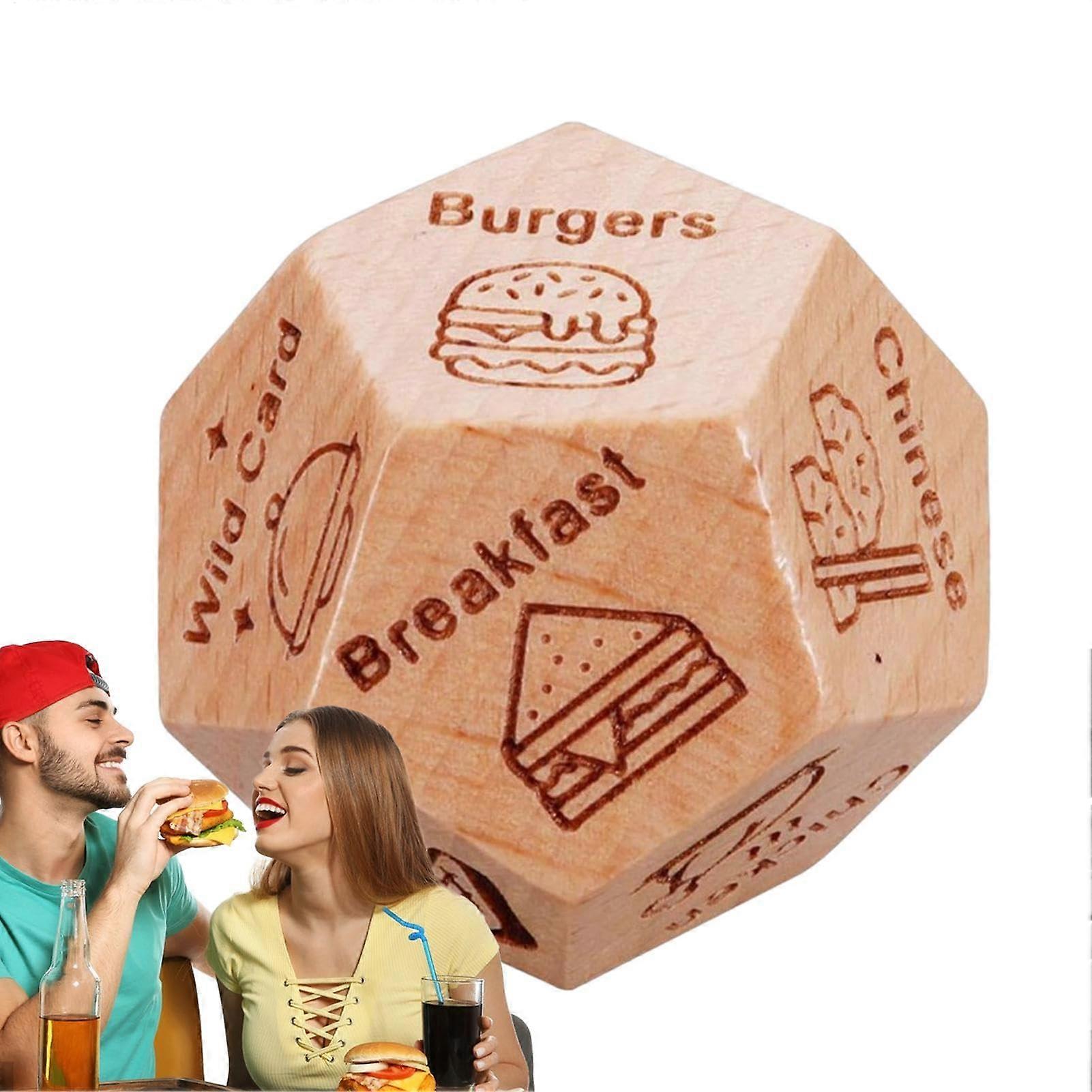 Food Decision Cube 12-Sided Couples Dice For Date Night, Anniversary Gift For Him And Her