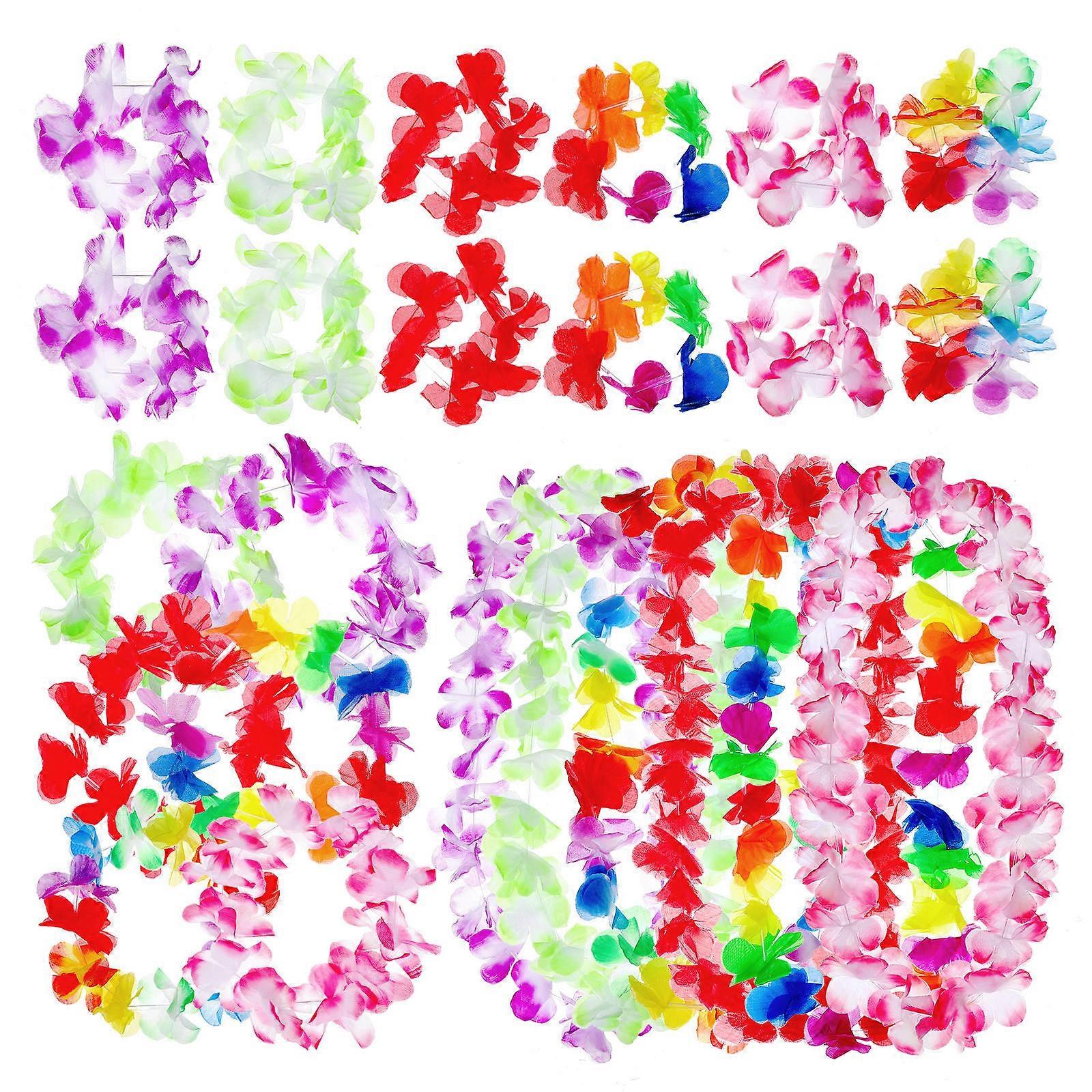 Floral Luau Leis For Beach Festivals And Dances Multi Color Soft Material 19.85X2.16X0.12IN 6 Sets