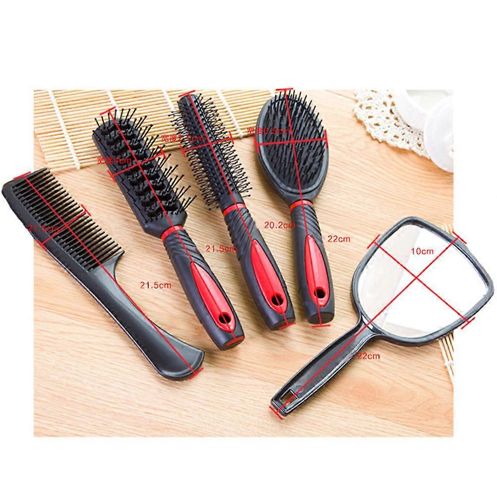 Professional Barber Hair Comb And Mirror Kits For Home Use In Red With Anti-static Function 5Pcs