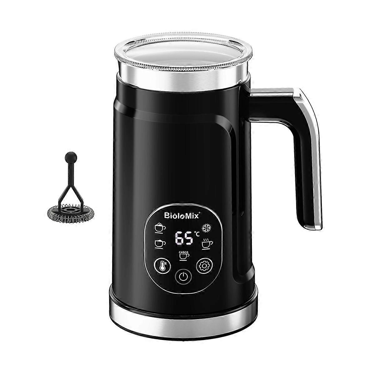 Upgraded 5-in-1 LED Touch Screen Milk Frother for Lattes&Coffee,Hot and Cold Foam Maker,Soft Foam