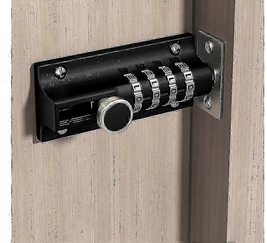 4-Digit Mechanical Combination Door Lock Keyless Slide Latch Black Code Security Lock
