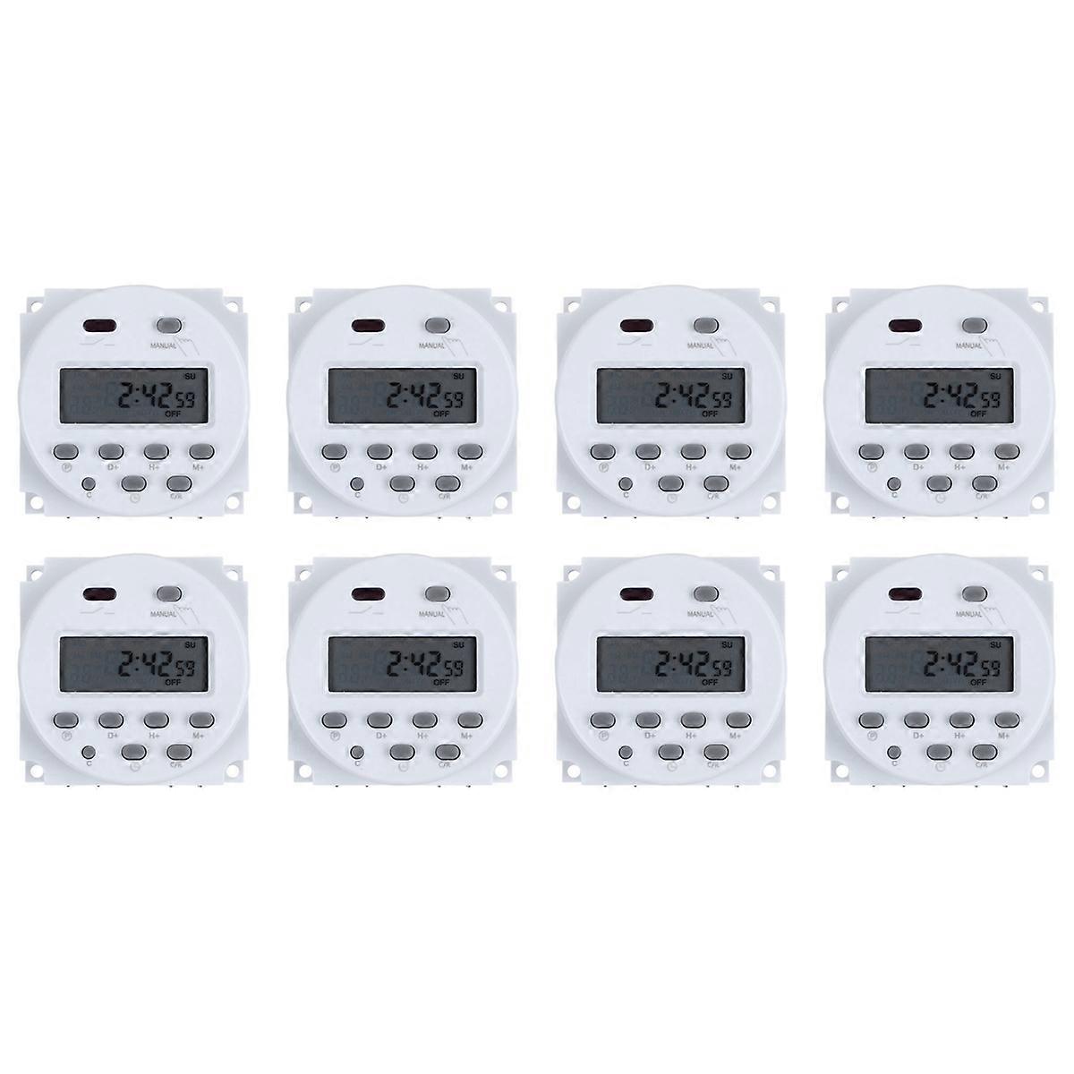 8X DC 12V Digital LCD Power Programmable Timer Time Switch Relay 16A Amps