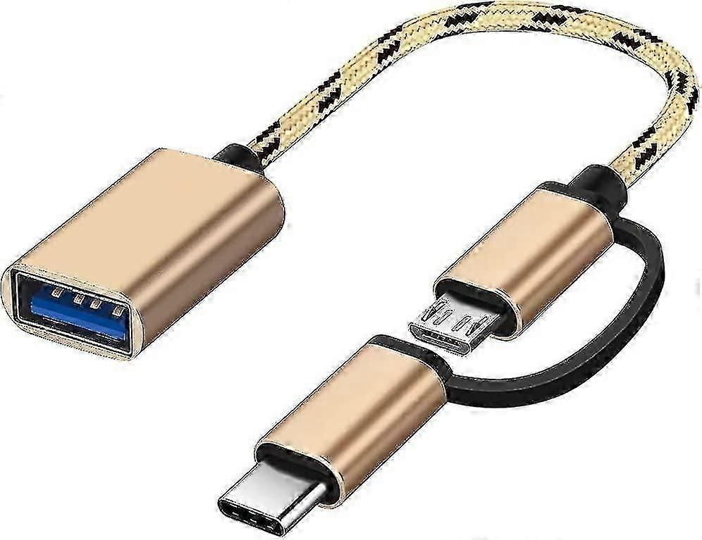 2-in-1 USB C/Micro to USB Adapter, Seminer USB C to USB, Micro to USB 3.0 OTG Adapter Cable, Gold