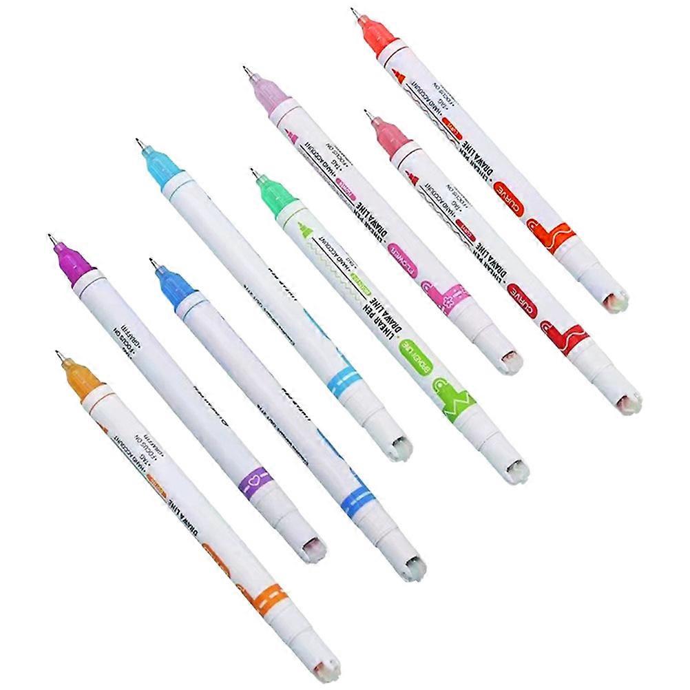 Highlighting Colored Curve Pens For Scrapbooking Daily Use 14.2X2CM Detail Drawing 8Pcs