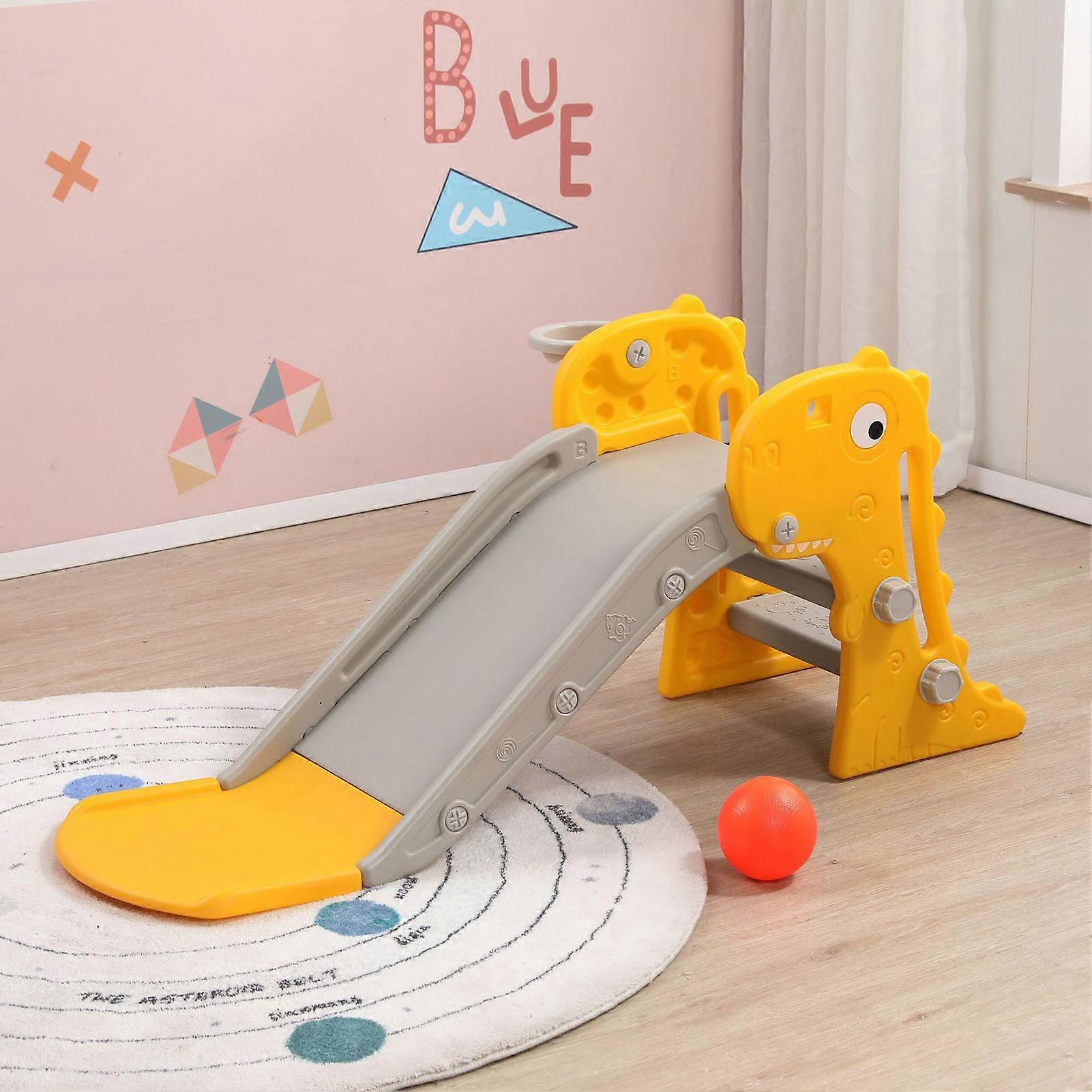 Toddler Indoor Play Set with Slide, Climber, and Basketball Hoop