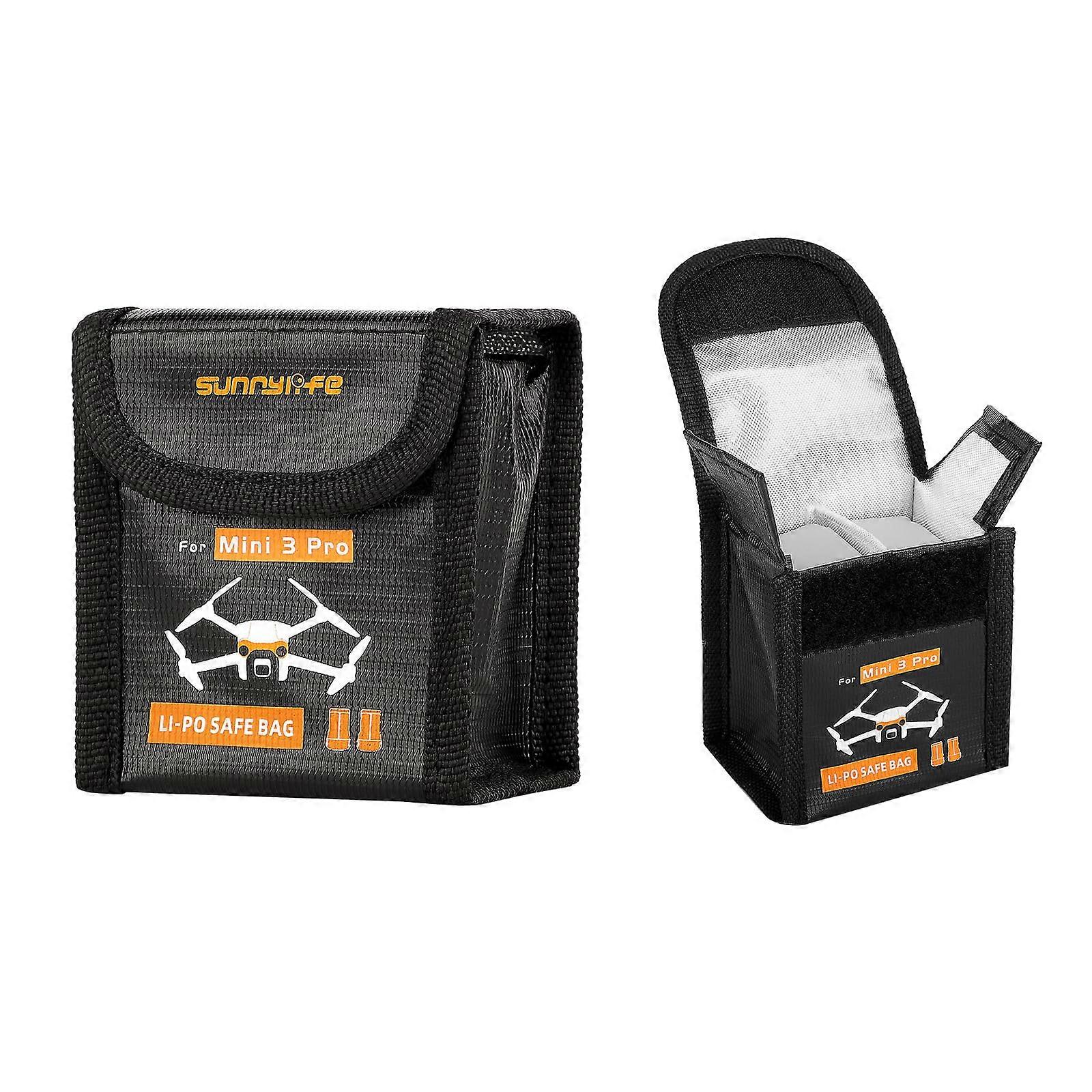Lipo Battery Safe Bag Fireproof Charging Storage Bag for DJI Mini 4 Pro & Mini 3 Pro Drones, Medium Size for 2 Batteries, Black