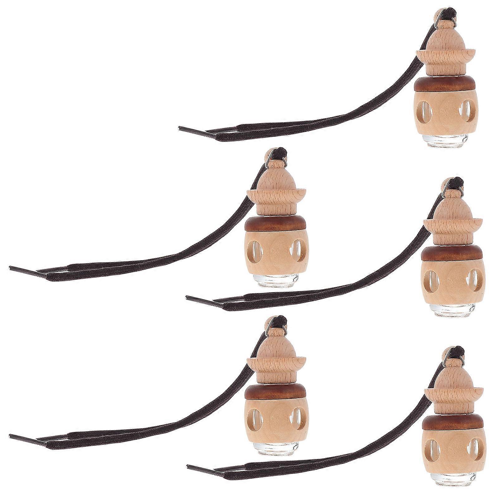 DIY Hanging Perfume Bottle Pendant for Car Decoration Essential Oil Diffuser Khaki Synthetic Material 5 Pieces