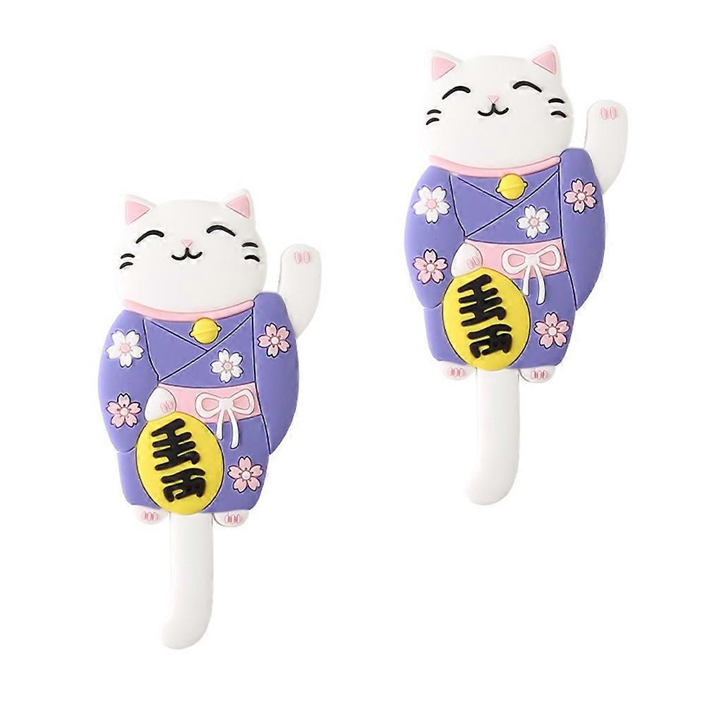 Creative Cat Shape Wall Hook 2Pcs Blue Color Bedroom 12.5X5.5Cm Hanging Holder