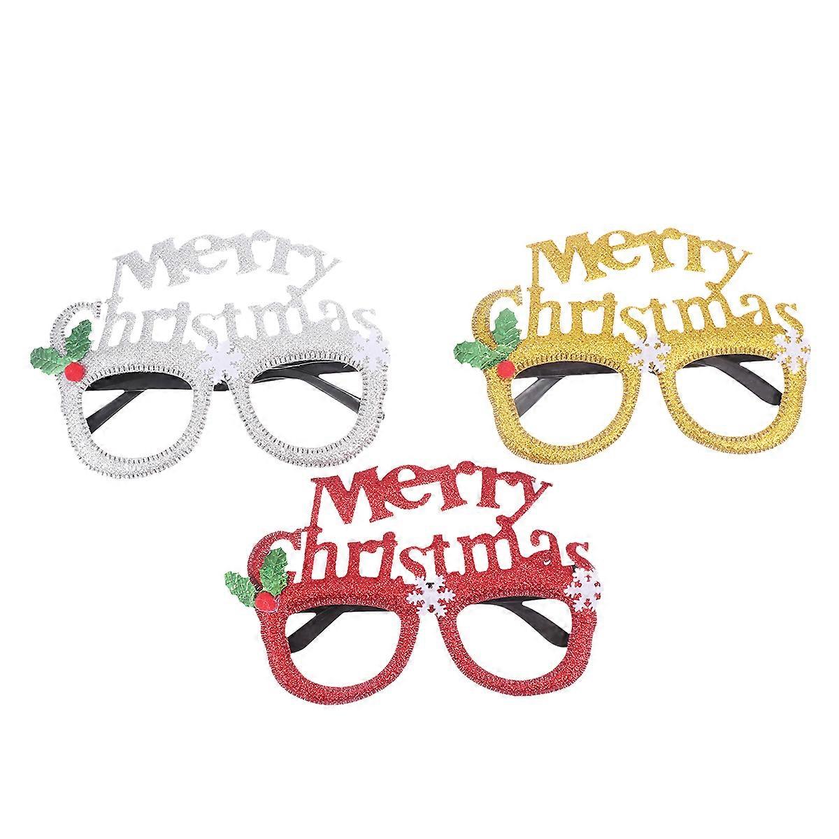 Charming Christmas Eyeglasses Photo Props For Party Decoration Assorted Color 3 Pairs