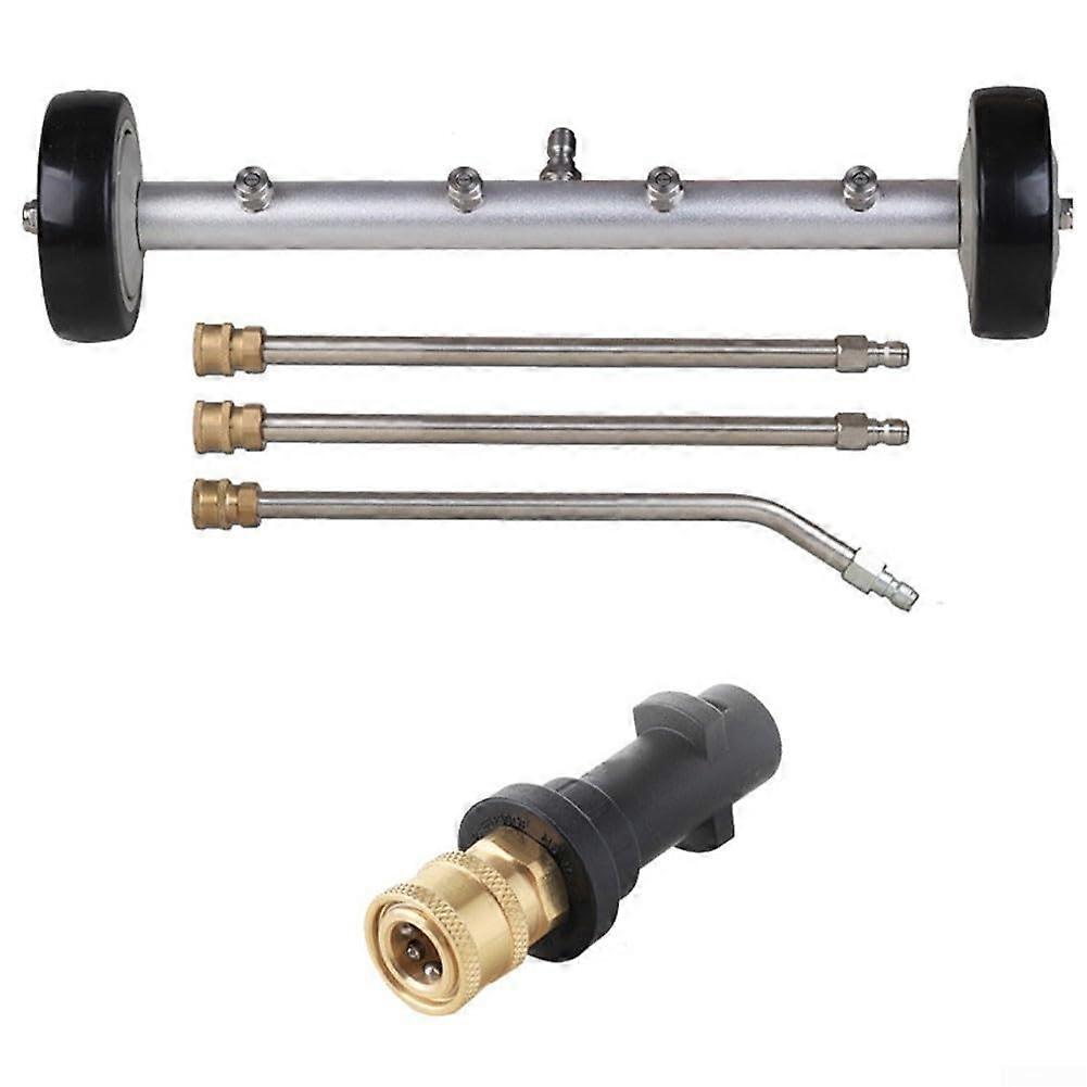 Efficient 40.6 cm undercarriage cleaner, dual action tool with 4 nozzles (3 bars).
