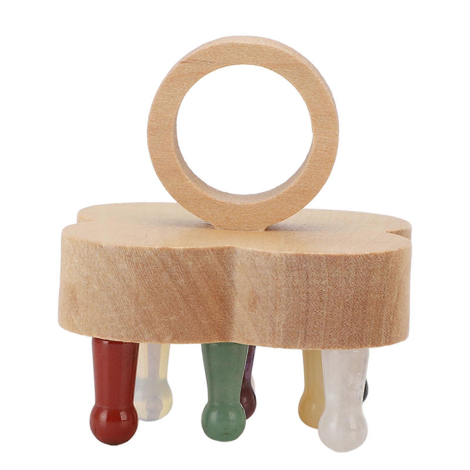 Scalp Massager Wooden Stone Relaxation Polished Teeth Ergonomic Portable Scalp Massage Tool