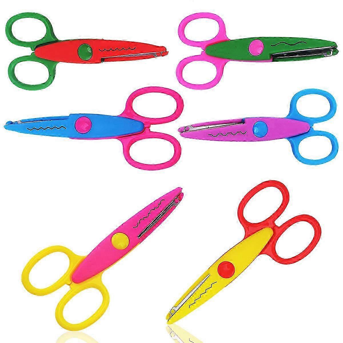 6-Piece Kids Craft Scissors Set - Colorful Serrated Safety Scissors for Children's Arts & Crafts Projects, Fun & Creative Tools